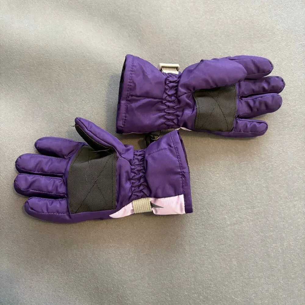Kids Purple Winter Gloves Adjustable Snow Ski Small